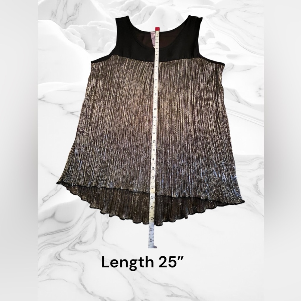 Women’s Alya Sleeveless, Metallic And Sheer Shirt, Black & Silver, Size Medium - Picture 7 of 9